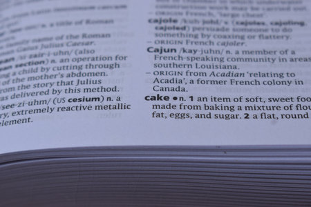 English Dictionary Page Print Close Up With The Word Meaning Of -cakeの写真素材
