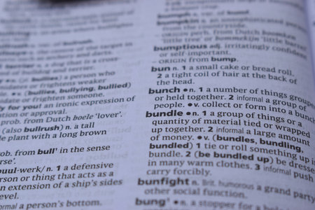English Dictionary Page Print Close Up With The Word Meaning Of -bundleの写真素材