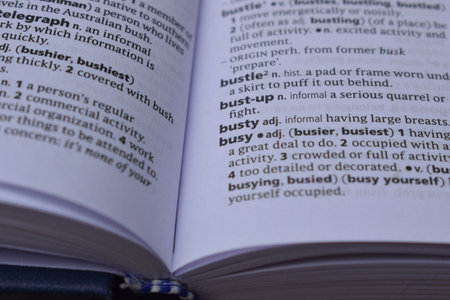 Definition Of English Dictionary Close Up Of Page Print With Wordの写真素材