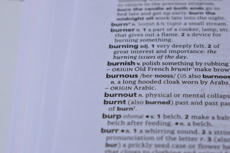 Definition Of English Dictionary Close Up Of Page Print With Word - burnishの写真素材
