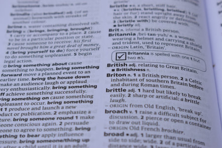 English Dictionary Page Close Up With The Word Of Printの写真素材