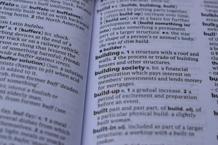 English Dictionary Page Print Close Up With The Word Meaning Of -building societyの写真素材