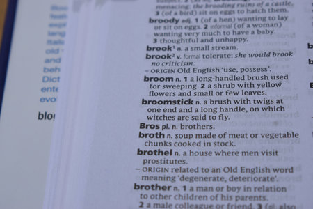 Definition Of English Dictionary Close Up Of Page Print With Word - broomstickの写真素材
