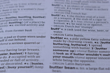 English Dictionary Page Print Close Up With The Word Meaning Of -butterの写真素材