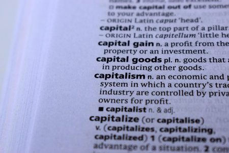 Definition Of English Dictionary Close Up Of Page Print With Word -  capitalism