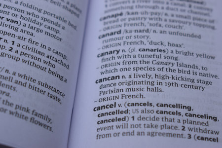 English Dictionary Page Print Close Up With The Word Meaning Of -cancanの写真素材