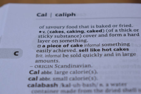English Dictionary Page Close Up With The Word Of Print - a piece of cake