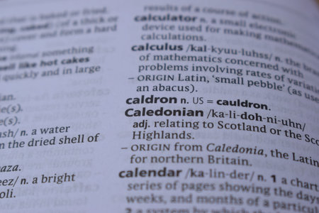 English Dictionary Page Close Up With The Word Of Print -caledonian