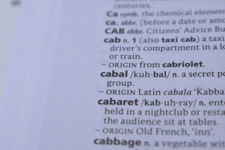 English Dictionary Page Close Up With The Word Of Print