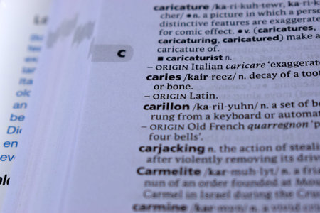 Close Up Of English Definition Dictionary Printed Page Word Of - carillon