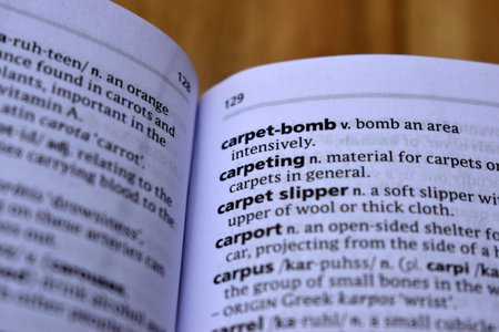 Definition Of English Dictionary Close Up Of Page Print With Wordの写真素材