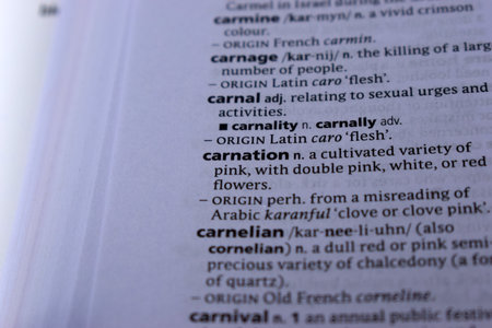 Definition Of English Dictionary Close Up Of Page Print With Wordの写真素材