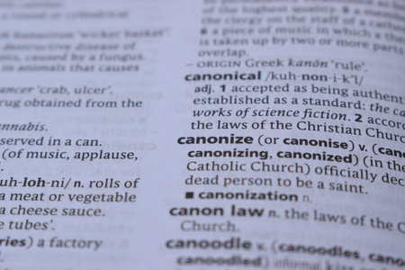 English Dictionary Page Print Close Up With The Word Meaning Of -canonize