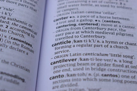 Definition Of English Dictionary Close Up Of Page Print With Word - canticleの写真素材