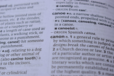 English Dictionary Page Print Close Up With The Word Meaning Of -canon