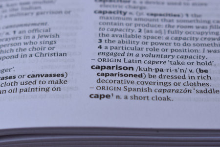 Definition Of English Dictionary Close Up Of Page Print With Word -  caparisonの写真素材