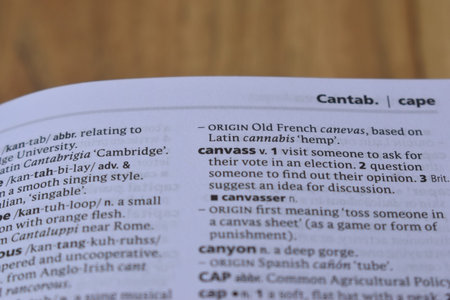 English Dictionary Page Print Close Up With The Word Meaning Of