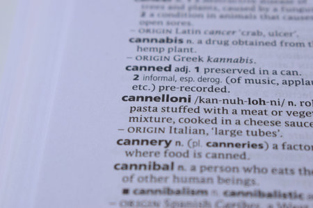 Definition Of English Dictionary Close Up Of Page Print With Word - cannelloni