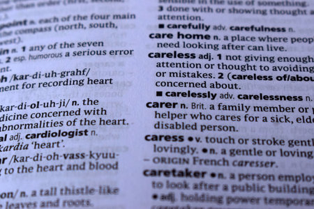 English Dictionary Page Print Close Up With The Word Meaning Of -carerの写真素材