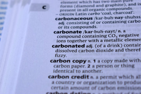 English Dictionary Page Print Close Up With The Word Meaning Of - carbonate