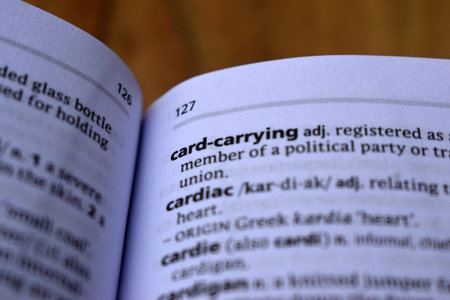 Definition Of English Dictionary Close Up Of Page Print With Word - card-carrying