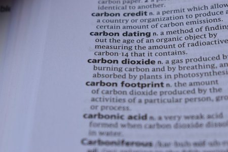 English Dictionary Page Print Close Up With The Word Meaning Of -carbon dioxide