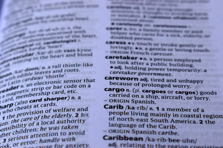 Definition Of English Dictionary Close Up Of Page Print With Word - cargo