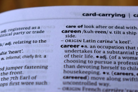 Definition Of English Dictionary Close Up Of Page Print With Word - careen