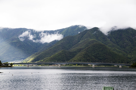 View of kawakuchiko lake, Japan.の写真素材