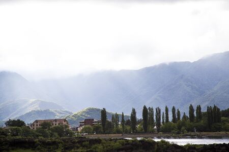 View of kawakuchiko lake, Japan.の写真素材