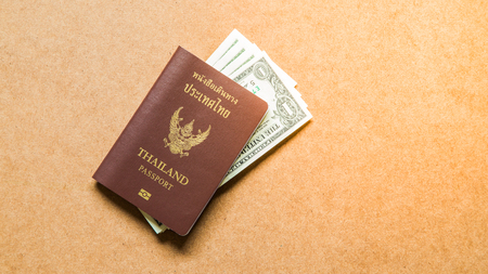 Passport and Money for travel planの写真素材