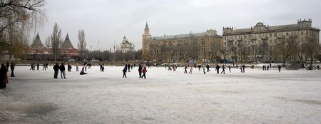 Winter Skating in Astrakhan, Russia, New year 2008の写真素材