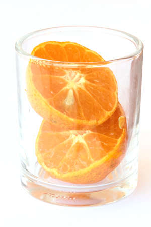 orange in glassの写真素材