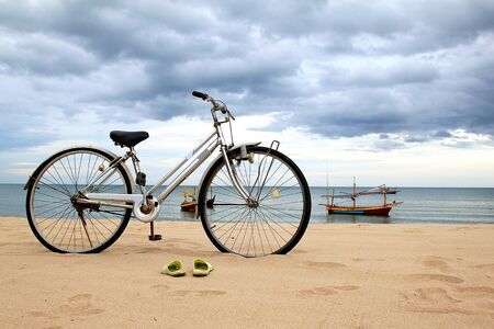 bicycle on beach,seaview, adventure,travel, summerの写真素材