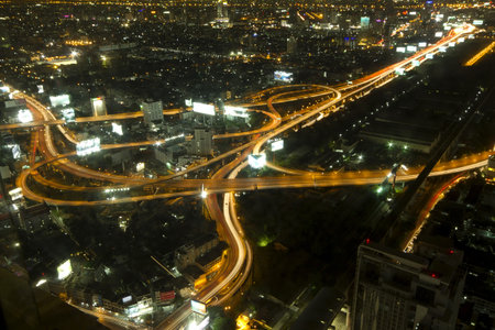 Bangkok and express way view point from Baiyok building 