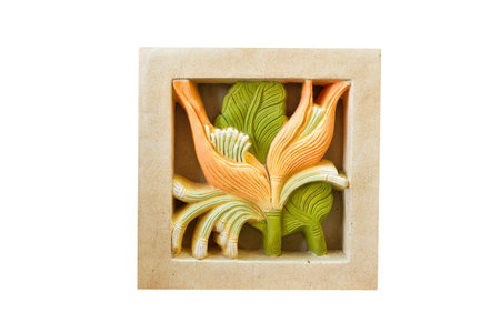 The Sculpture sandstone of flower in white background 