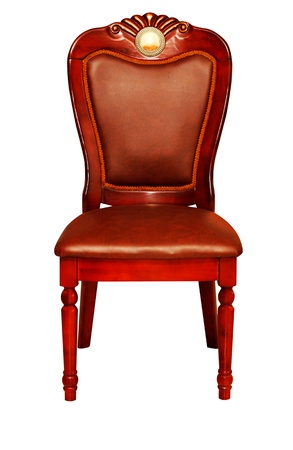 classic leather chair on a white backgroundの写真素材