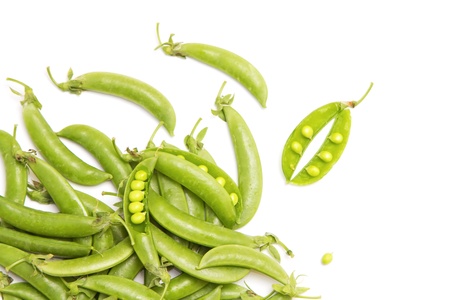 fresh green pea  on white backgroundの写真素材