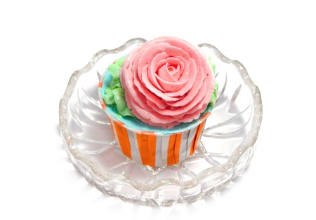 pink rose cup cake,for wedding partyの写真素材
