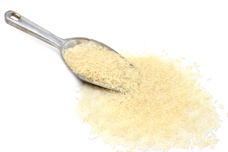 thai  jasmine  rice on white backgroundの写真素材