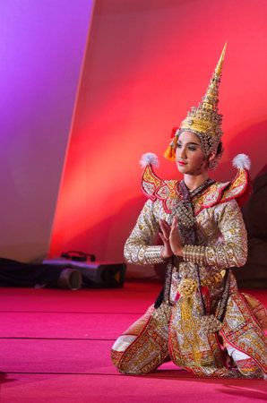 BANGKOK, THAILAND - JANUARY 15:  actors performs Thai ancient dancing Art ,Khon Thai Classical...