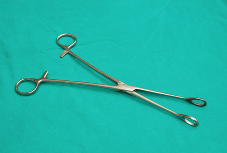 surgical instruments on sterile table