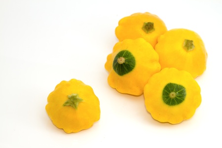 Yellow patty pan, custard marrowの写真素材
