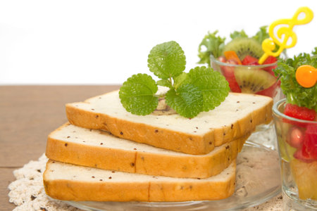 bread slice and fruit salad , fusion food
