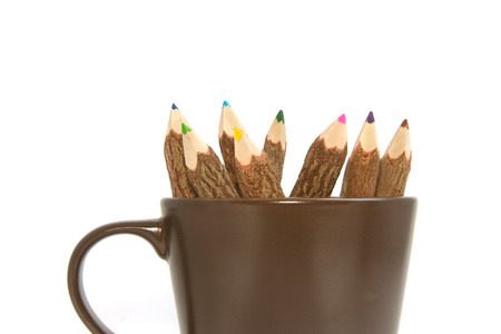 Color pencils  in coffee cupの写真素材