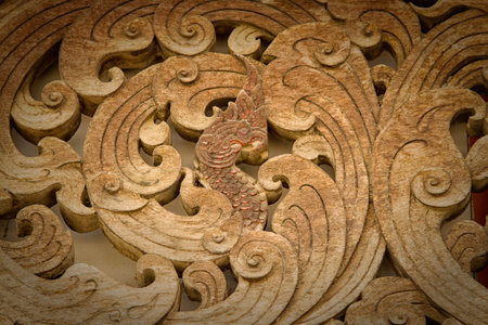  Naga wood carving  in Wat Ton Kwain, Chiangmai