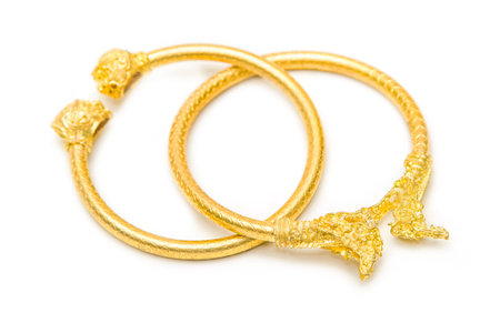 Thai gold bracelet design on white background