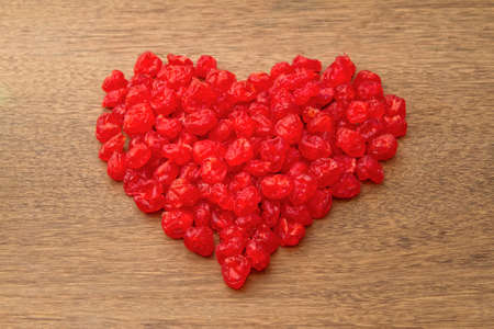 Dried cranberries in heart shapeの写真素材