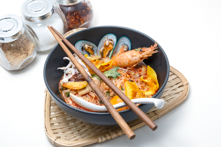 Tom Yum Kung Noodle, popular Thai dish cuisineの写真素材
