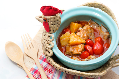 Fried Stir Sweet and sour sauce with Vegetable and Pork ribs,Thai food deliciousの写真素材